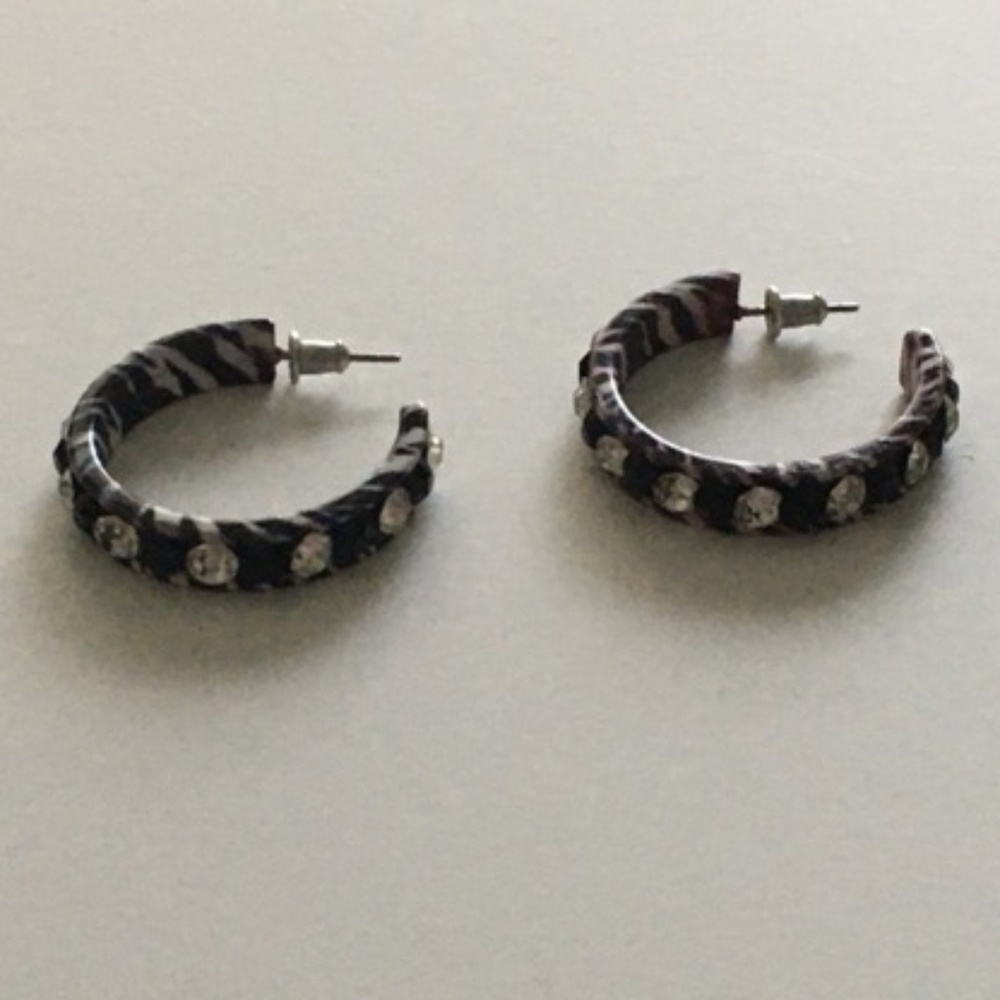 Zebra Print & Rhinestone Earrings
